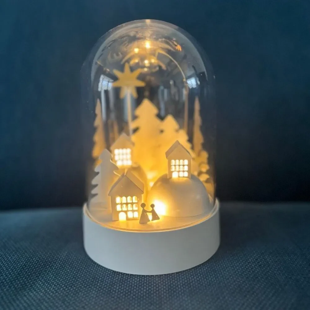 IKEA Strala White LED Snow Globe Dome Village